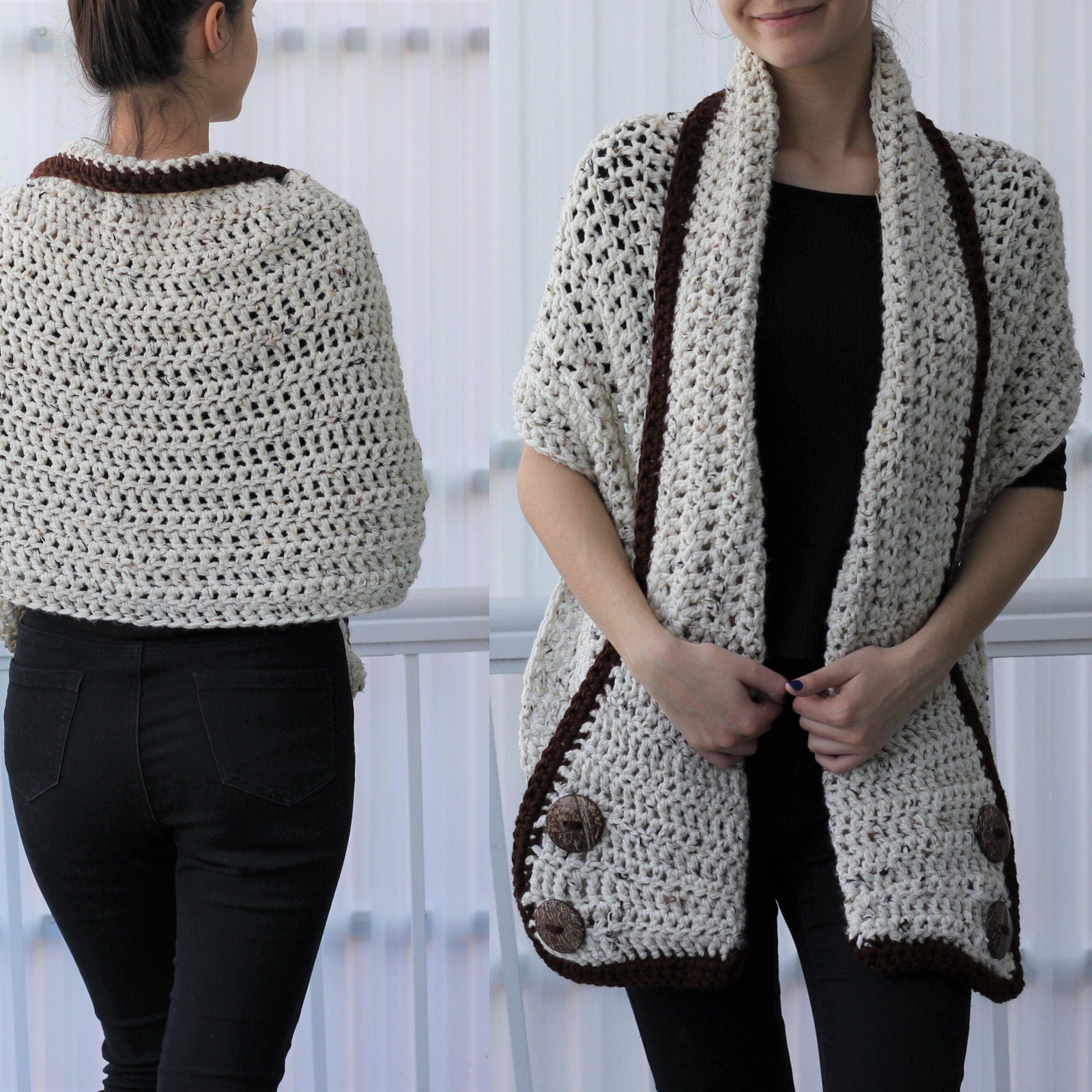 DARLEE Pocket Shawl Crochet Pattern | Wrap with Pockets, 2 Versions | PDF - Hakel Liebe
