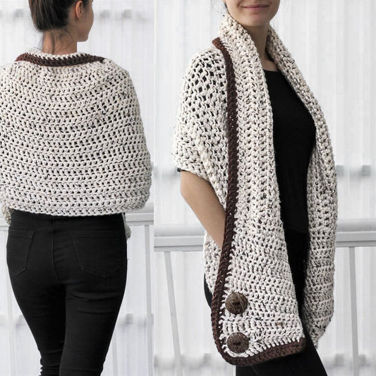 DARLEE Pocket Shawl Crochet Pattern | Wrap with Pockets, 2 Versions | PDF - Hakel Liebe