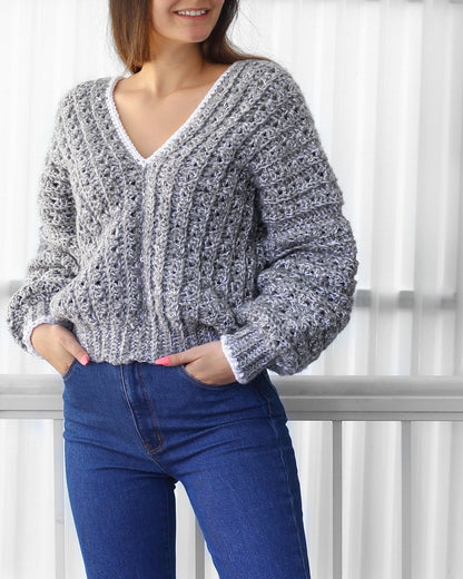 ELEANOR Striped Sweater Crochet Pattern | Oversized Color-Play Pullover | PDF (XS–4XL) - Hakel Liebe