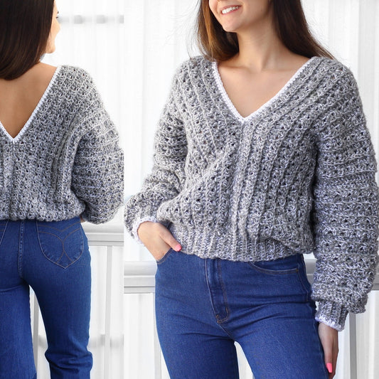 ELEANOR Striped Sweater Crochet Pattern | Oversized Color-Play Pullover | PDF (XS–4XL) - Hakel Liebe