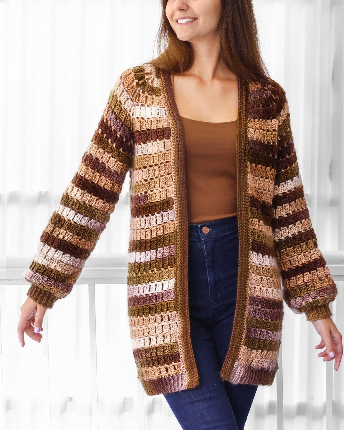 ELLA Raglan Cardigan Crochet Pattern | Top-Down & Seamless | PDF (XS–3XL) - Hakel Liebe
