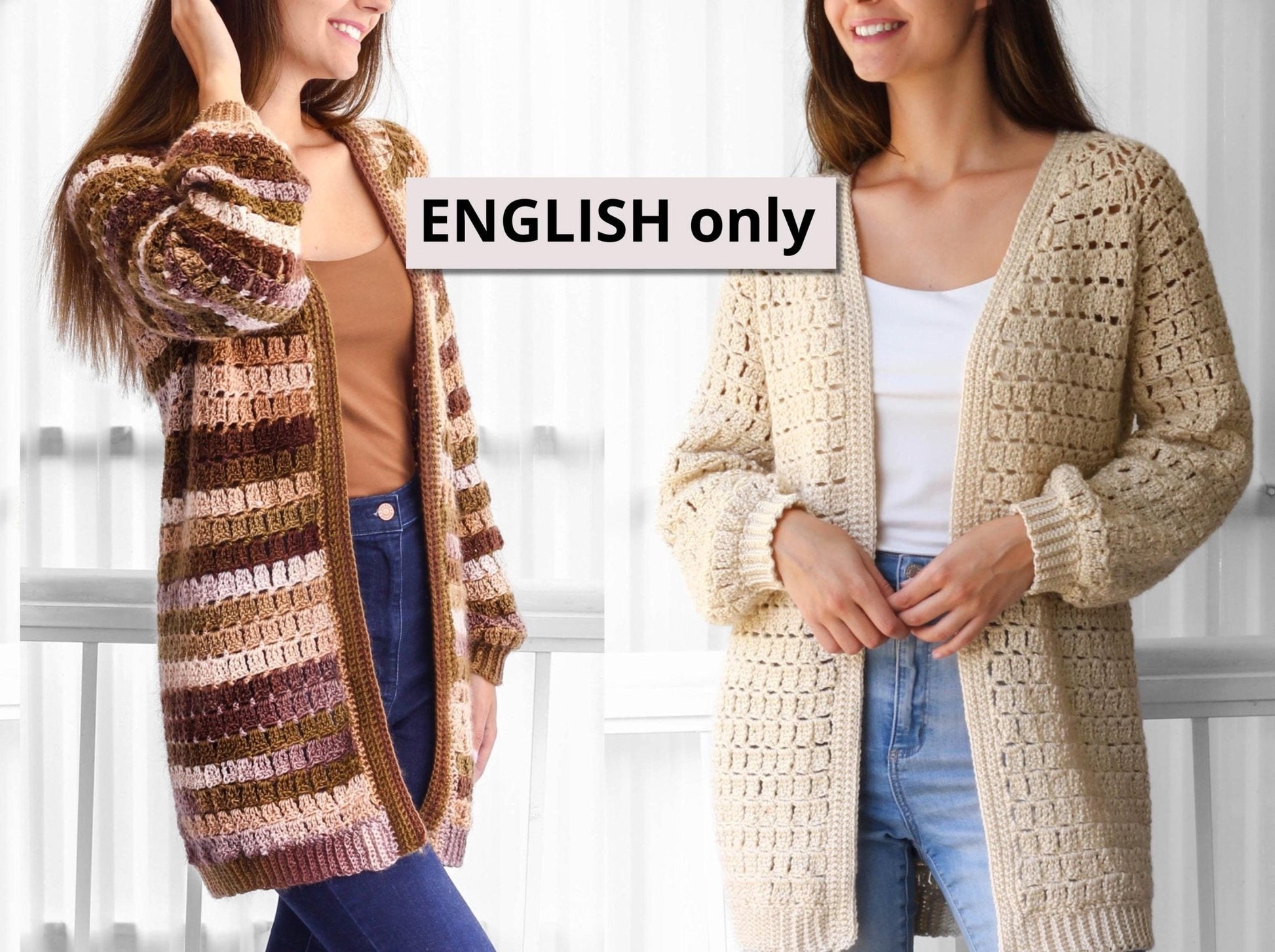 ELLA Raglan Cardigan Crochet Pattern | Top-Down & Seamless | PDF (XS–3XL) - Hakel Liebe