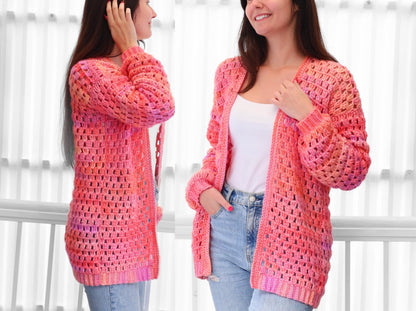 ELOISE Cardigan Crochet Pattern | Cropped & Long Versions Included | PDF (XS–3XL) - Hakel Liebe
