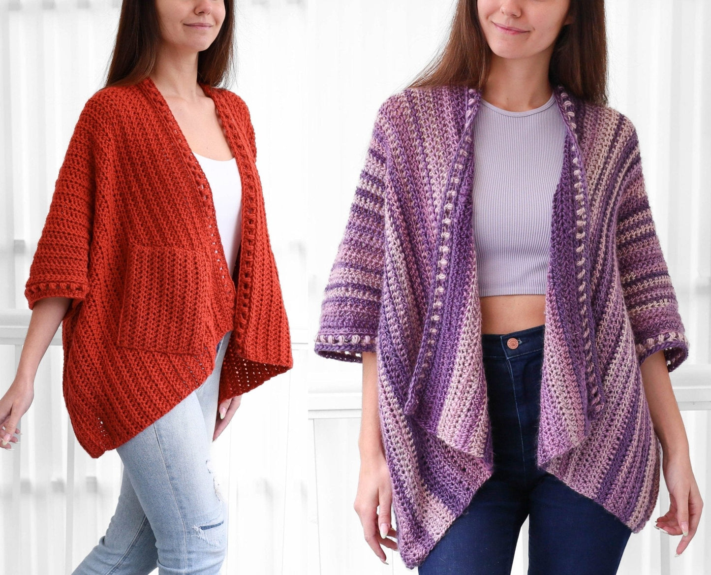 EMILY Poncho-Cardigan Crochet Pattern | No-Shaping Bobble Border Layer | PDF (XS–4XL) - Hakel Liebe