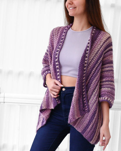 EMILY Poncho-Cardigan Crochet Pattern | No-Shaping Bobble Border Layer | PDF (XS–4XL) - Hakel Liebe