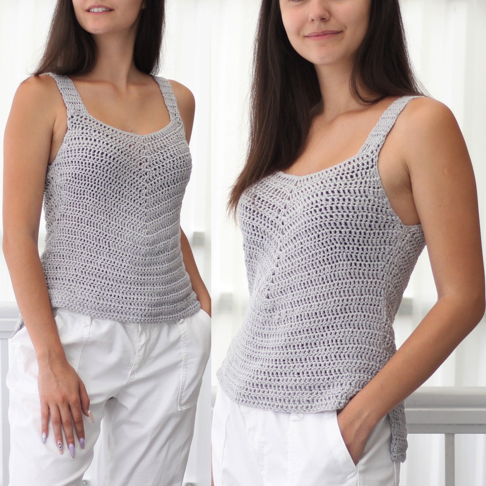 EMMA Boho Crop Top Crochet Pattern | Airy Lace Tank | PDF (XS–2XL) - Hakel Liebe