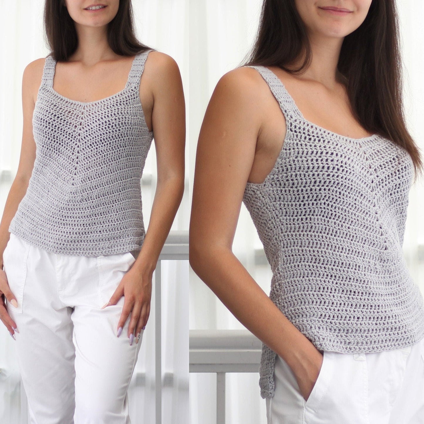 EMMA Boho Crop Top Crochet Pattern | Airy Lace Tank | PDF (XS–2XL) - Hakel Liebe