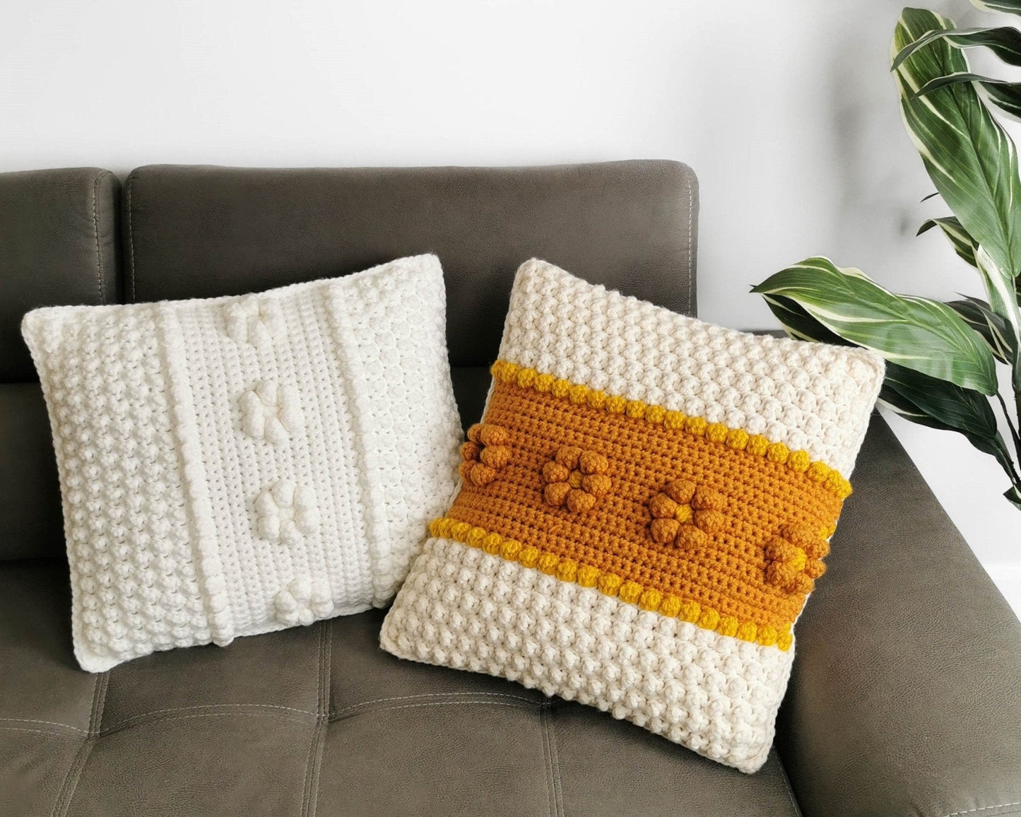 FLORA Bobble Pillow Crochet Pattern | Flower Cushion with Removable Cover | PDF - Hakel Liebe