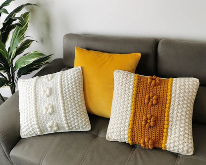 FLORA Bobble Pillow Crochet Pattern | Flower Cushion with Removable Cover | PDF - Hakel Liebe