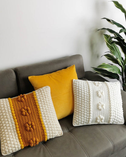 FLORA Bobble Pillow Crochet Pattern | Flower Cushion with Removable Cover | PDF - Hakel Liebe