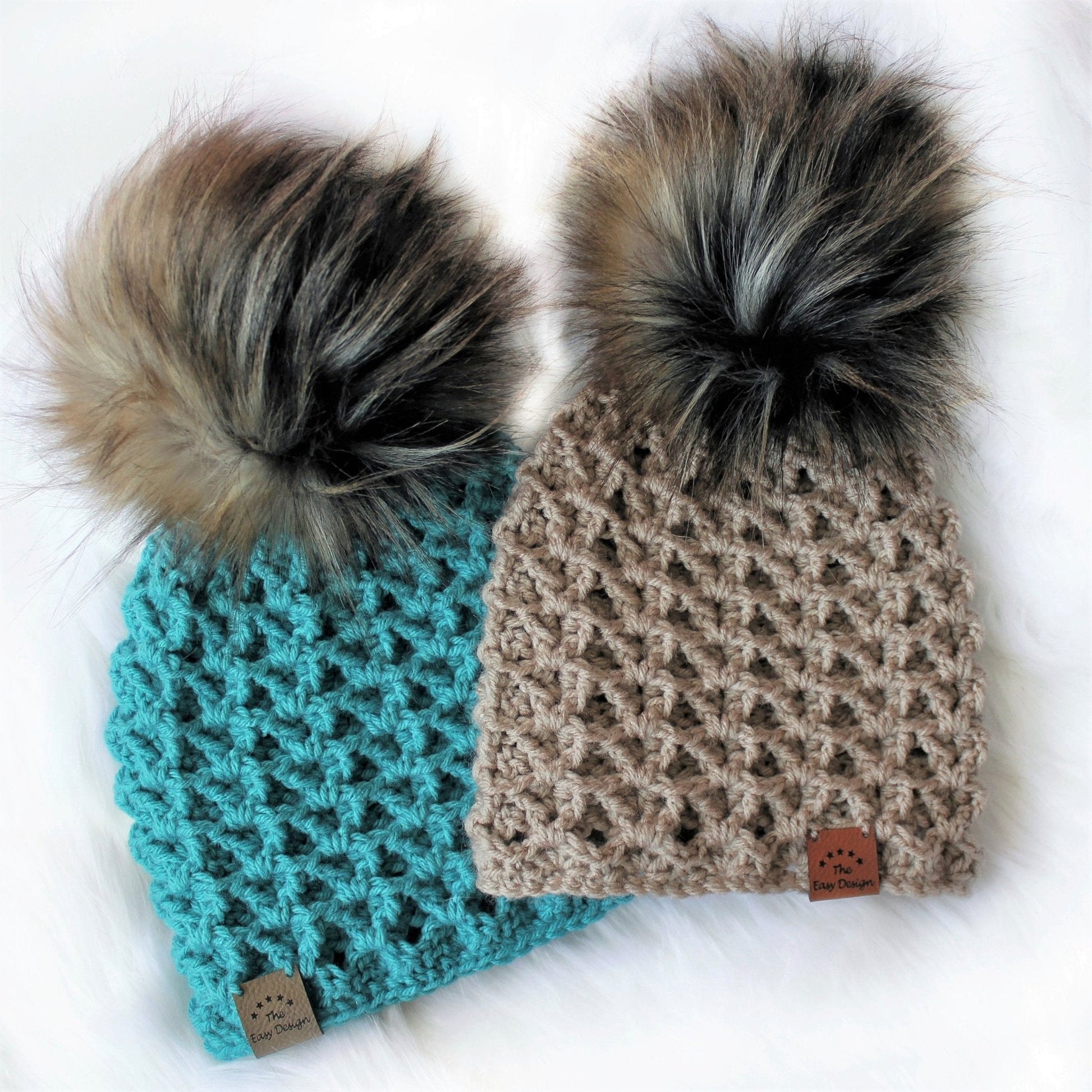 GEMMA Beanie Crochet Pattern | Textured Pom Pom Hat, Any Yarn | PDF (Toddler–Adult) - Hakel Liebe