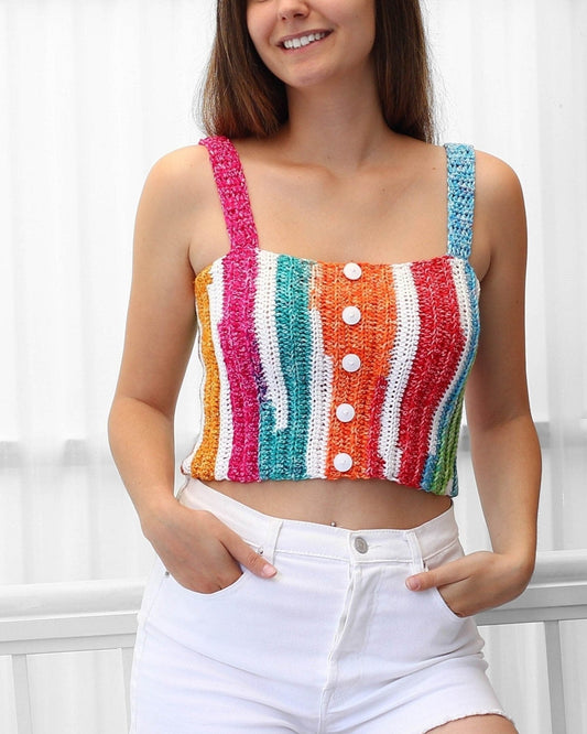 GIANNA Crop Top Crochet Pattern | Festival Summer Top | PDF (XS–2XL) - Hakel Liebe