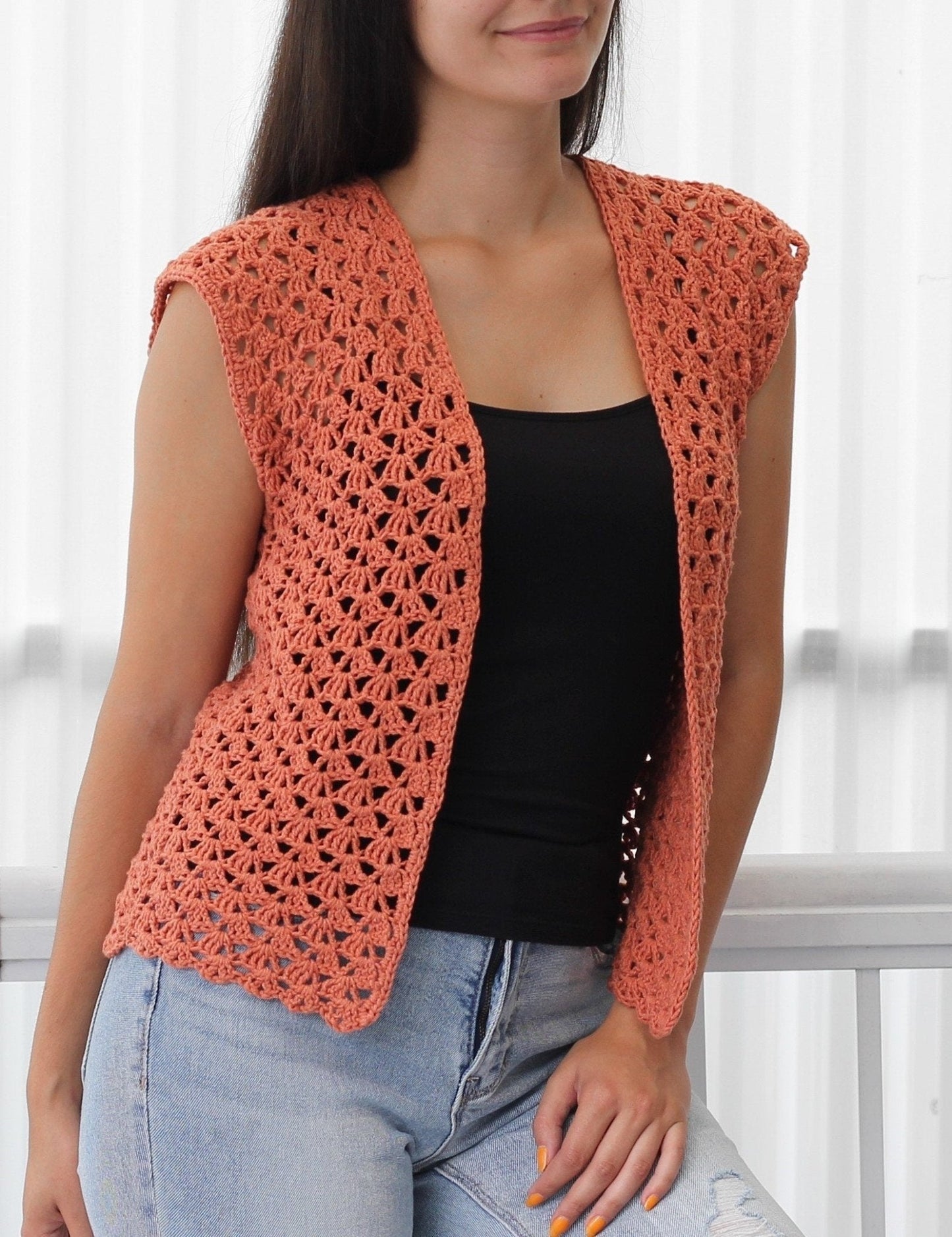 HARPER Summer Cardigan Crochet Pattern | Airy Lace, No Shaping | PDF (XS–3XL) - Hakel Liebe