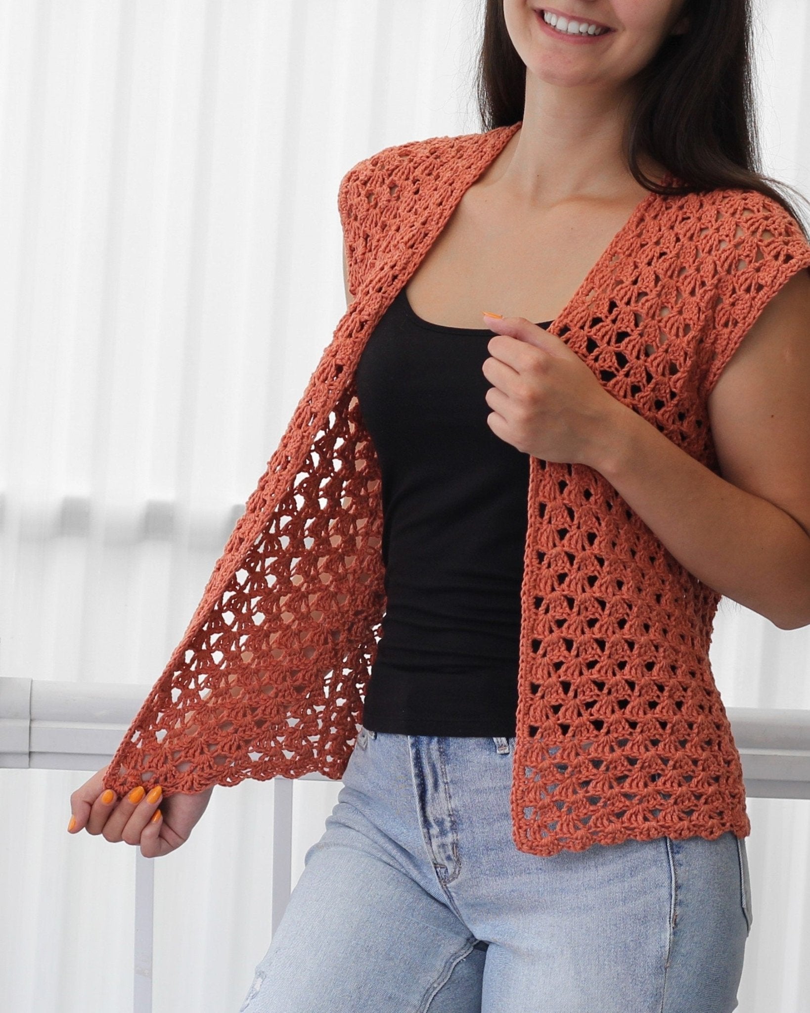 HARPER Summer Cardigan Crochet Pattern | Airy Lace, No Shaping | PDF (XS–3XL) - Hakel Liebe