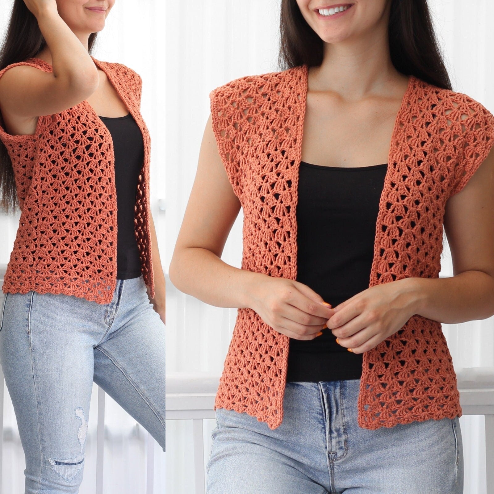HARPER Summer Cardigan Crochet Pattern | Airy Lace, No Shaping | PDF (XS–3XL) - Hakel Liebe