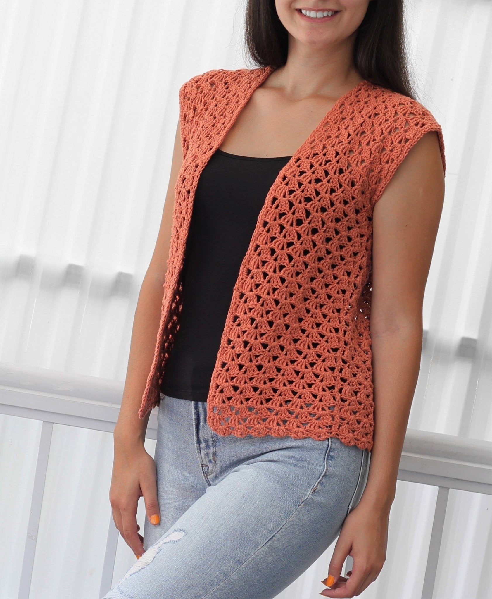 HARPER Summer Cardigan Crochet Pattern | Airy Lace, No Shaping | PDF (XS–3XL) - Hakel Liebe