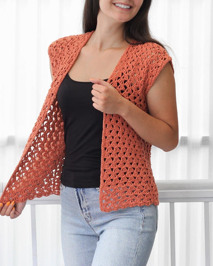 HARPER Summer Cardigan Crochet Pattern | Airy Lace, No Shaping | PDF (XS–3XL) - Hakel Liebe