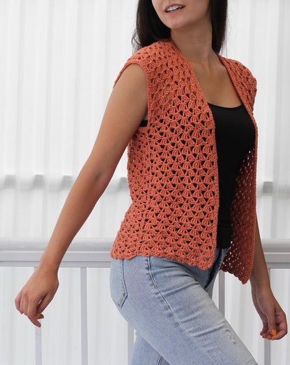 HARPER Summer Cardigan Crochet Pattern | Airy Lace, No Shaping | PDF (XS–3XL) - Hakel Liebe