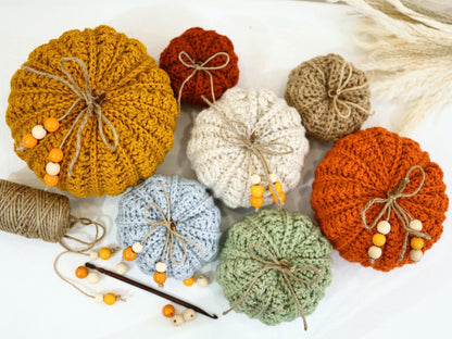 Cozy Fall Pumpkin Fall Pumpkins Crochet Pattern | Farmhouse Decor in 7 Sizes | PDF - Hakel Liebe