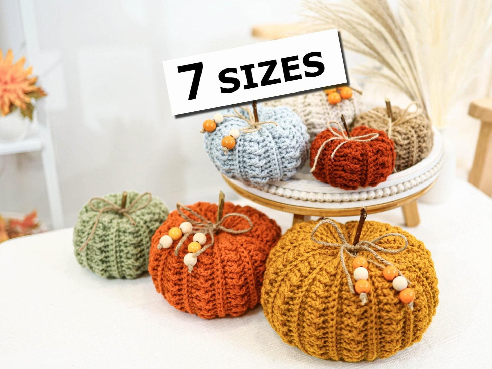 Cozy Fall Pumpkin Fall Pumpkins Crochet Pattern | Farmhouse Decor in 7 Sizes | PDF - Hakel Liebe
