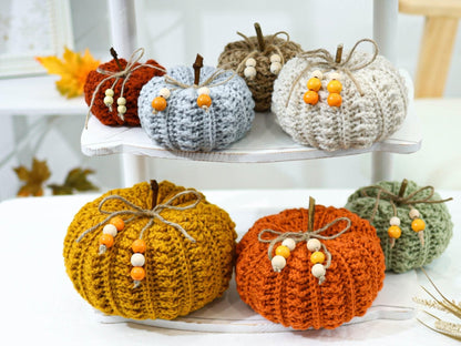 Cozy Fall Pumpkin Fall Pumpkins Crochet Pattern | Farmhouse Decor in 7 Sizes | PDF - Hakel Liebe