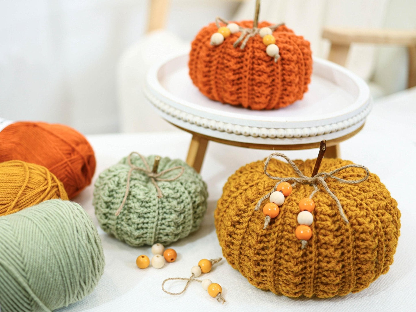 Cozy Fall Pumpkin Fall Pumpkins Crochet Pattern | Farmhouse Decor in 7 Sizes | PDF - Hakel Liebe