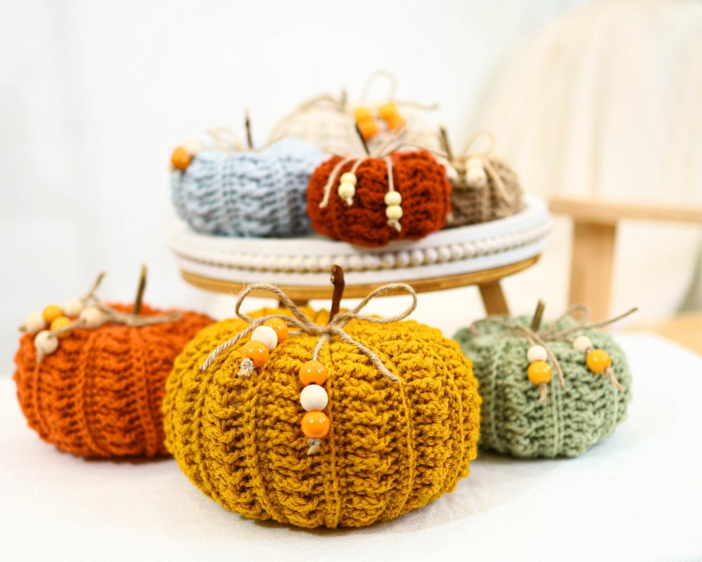 Cozy Fall Pumpkin Fall Pumpkins Crochet Pattern | Farmhouse Decor in 7 Sizes | PDF - Hakel Liebe