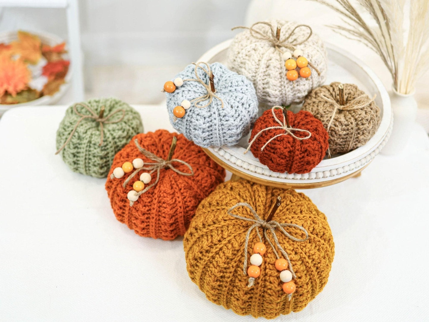 Cozy Fall Pumpkin Fall Pumpkins Crochet Pattern | Farmhouse Decor in 7 Sizes | PDF - Hakel Liebe