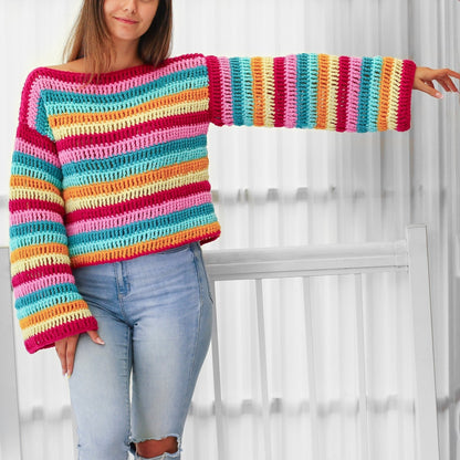 IRIS Sweater Crochet Pattern | Colorful Wide-Sleeve Pullover | PDF (XS–3XL) - Hakel Liebe