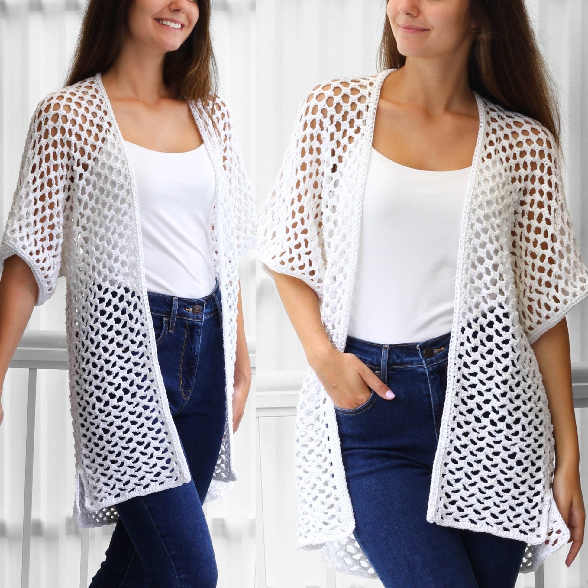 KINSLEY Kimono Cardigan Crochet Pattern | Light Layer, Minimal Seams | PDF (XS–3XL) - Hakel Liebe