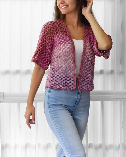 KINSLEY Kimono Cardigan Crochet Pattern | Light Layer, Minimal Seams | PDF (XS–3XL) - Hakel Liebe