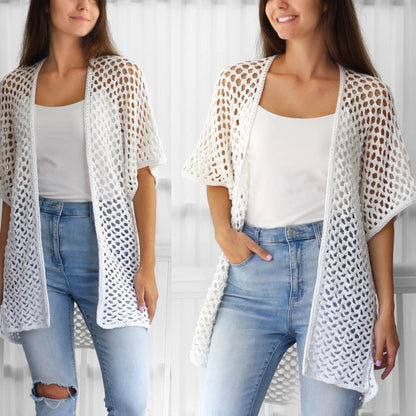 KINSLEY Kimono Cardigan Crochet Pattern | Light Layer, Minimal Seams | PDF (XS–3XL) - Hakel Liebe