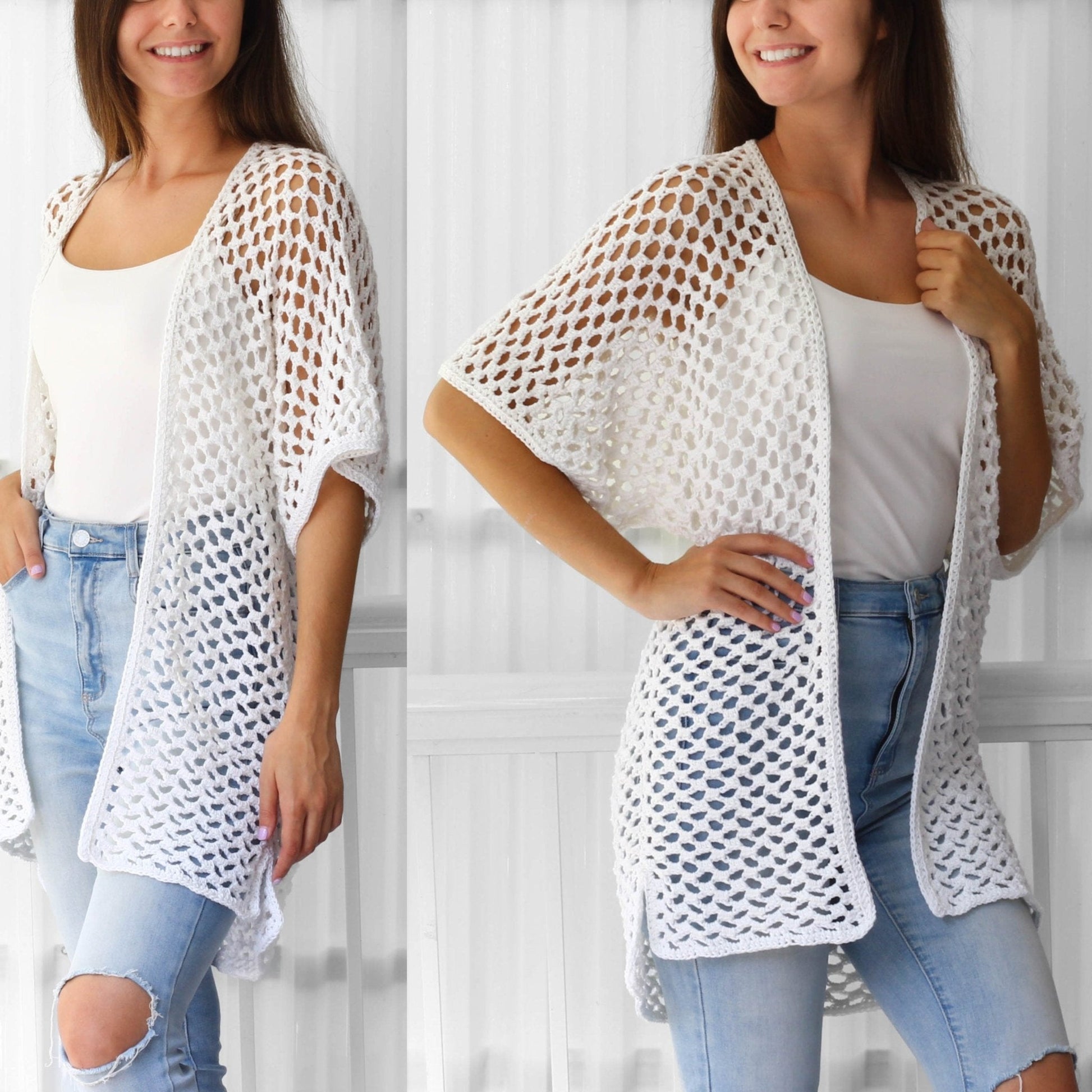 KINSLEY Kimono Cardigan Crochet Pattern | Light Layer, Minimal Seams | PDF (XS–3XL) - Hakel Liebe