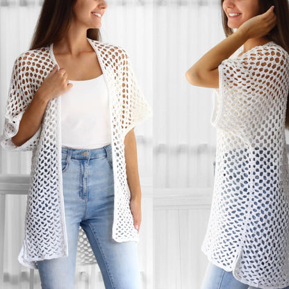 KINSLEY Kimono Cardigan Crochet Pattern | Light Layer, Minimal Seams | PDF (XS–3XL) - Hakel Liebe
