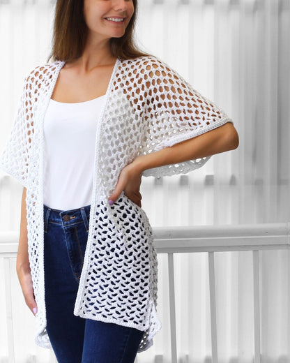 KINSLEY Kimono Cardigan Crochet Pattern | Light Layer, Minimal Seams | PDF (XS–3XL) - Hakel Liebe