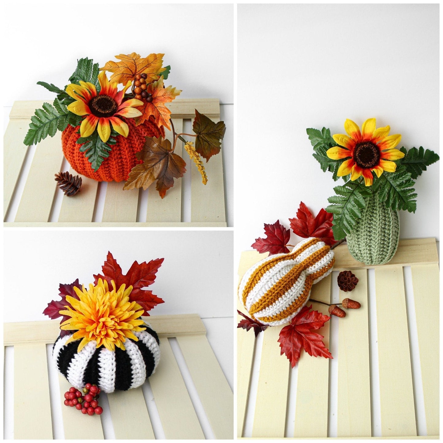 Festive Pumpkins Crochet Pumpkin Pattern | 5-Size Autumn Decor Set | PDF - Hakel Liebe
