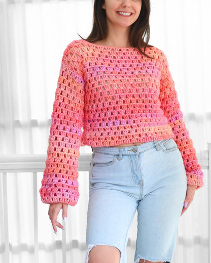 LAINEY Sweater Crochet Pattern | The No-Shaping Rectangle Pullover | PDF (XS–3XL) - Hakel Liebe
