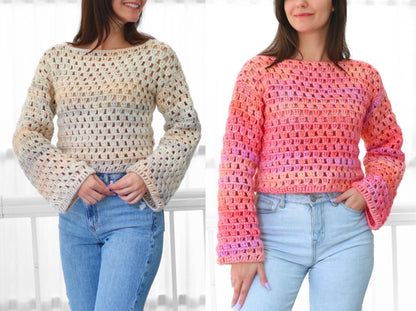 LAINEY Sweater Crochet Pattern | The No-Shaping Rectangle Pullover | PDF (XS–3XL) - Hakel Liebe