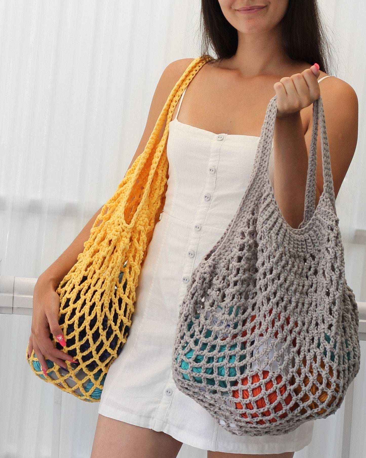 LILLE French Market Bag Crochet Pattern | Classic Mesh Tote in 4 Sizes | PDF - Hakel Liebe