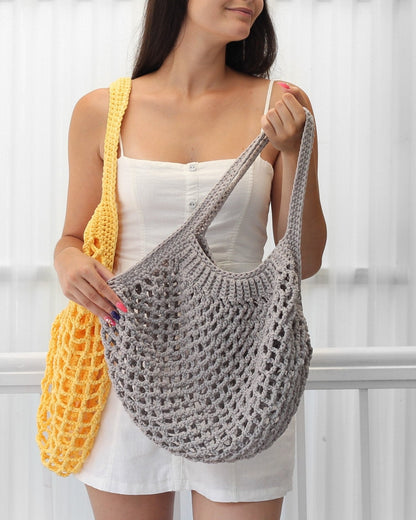 LILLE French Market Bag Crochet Pattern | Classic Mesh Tote in 4 Sizes | PDF - Hakel Liebe