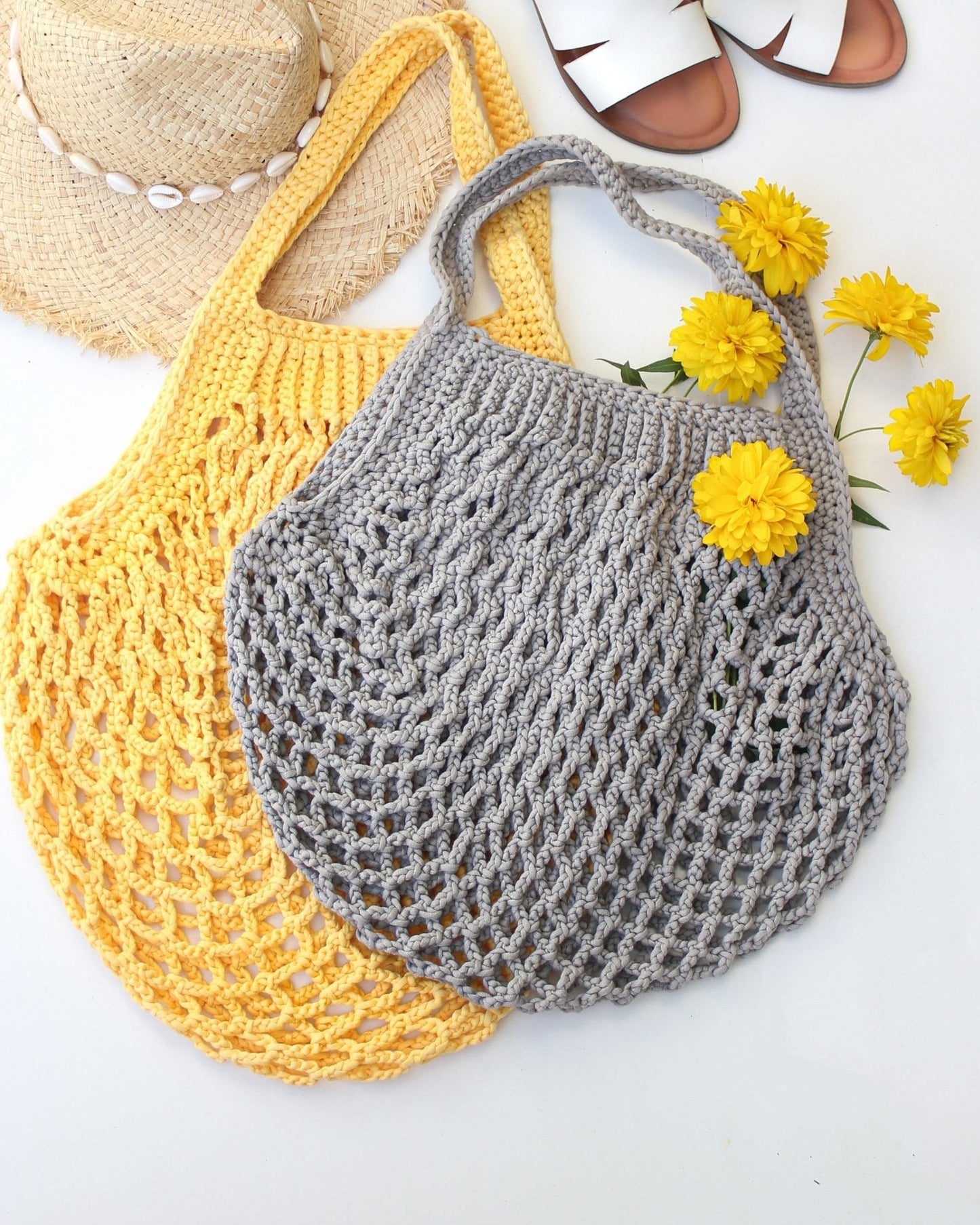 LILLE French Market Bag Crochet Pattern | Classic Mesh Tote in 4 Sizes | PDF - Hakel Liebe