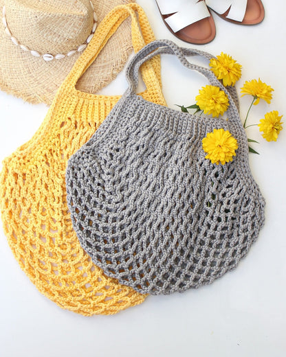 LILLE French Market Bag Crochet Pattern | Classic Mesh Tote in 4 Sizes | PDF - Hakel Liebe