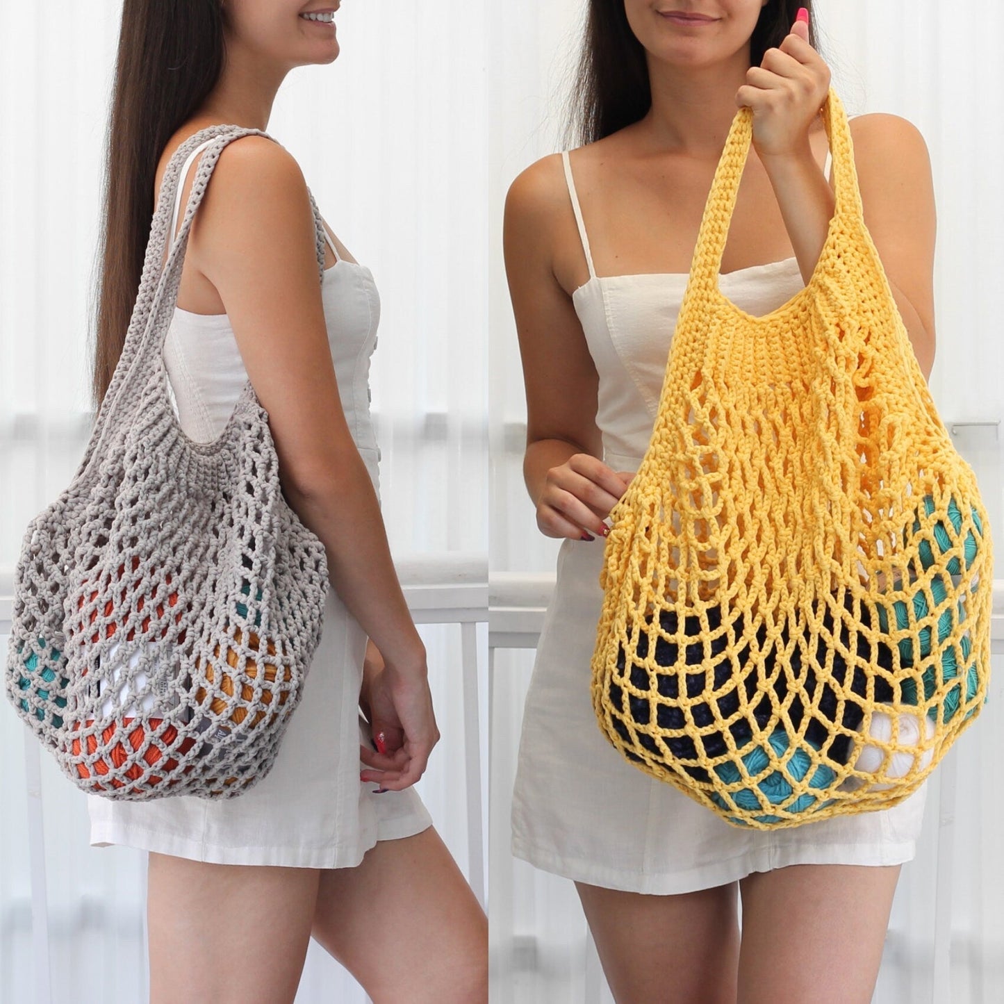 LILLE French Market Bag Crochet Pattern | Classic Mesh Tote in 4 Sizes | PDF - Hakel Liebe