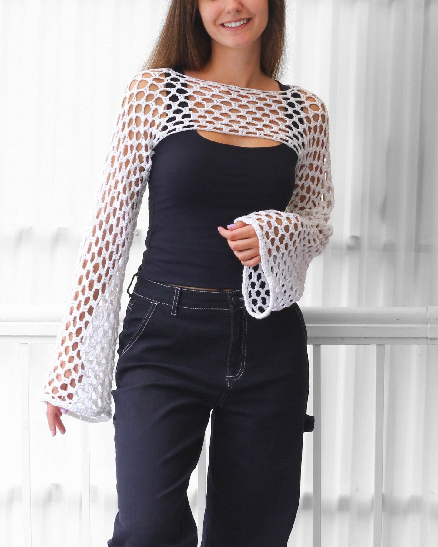 LILY Shrug Bolero Crochet Pattern | Seamless Afternoon Project | PDF (XS–2XL) - Hakel Liebe