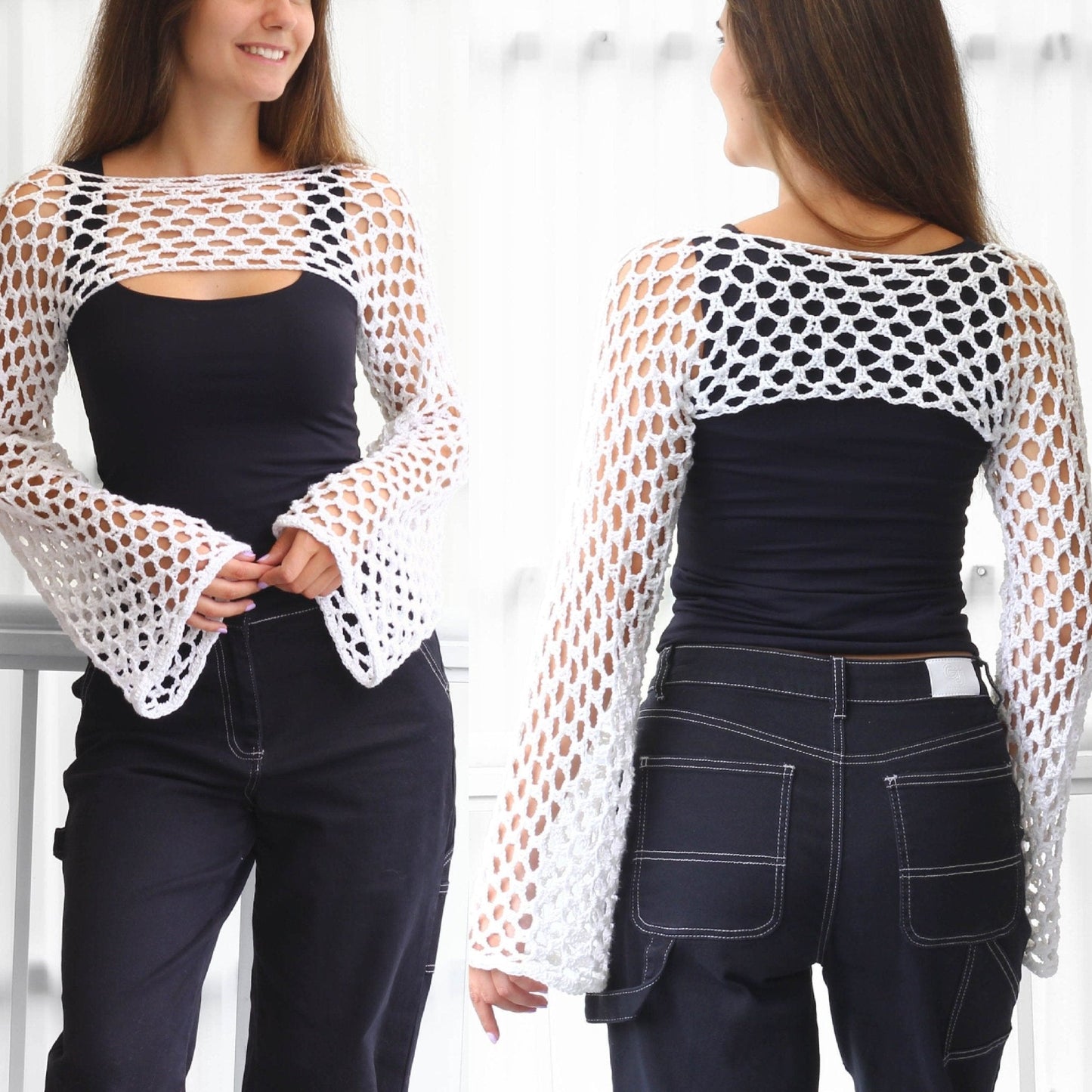 LILY Shrug Bolero Crochet Pattern | Seamless Afternoon Project | PDF (XS–2XL) - Hakel Liebe
