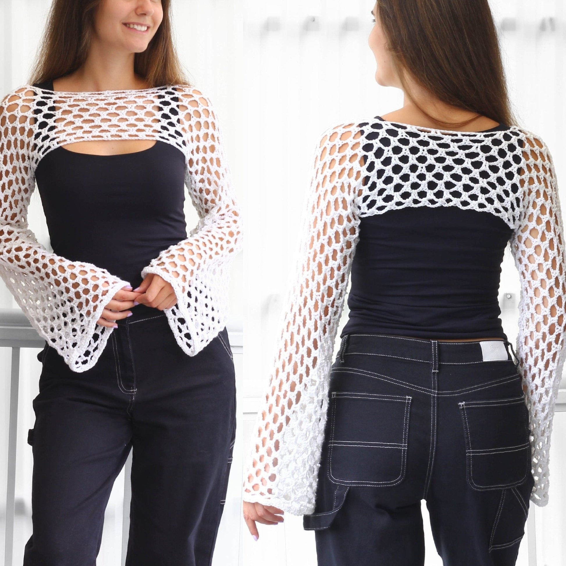 LILY Shrug Bolero Crochet Pattern | Seamless Afternoon Project | PDF (XS–2XL) - Hakel Liebe
