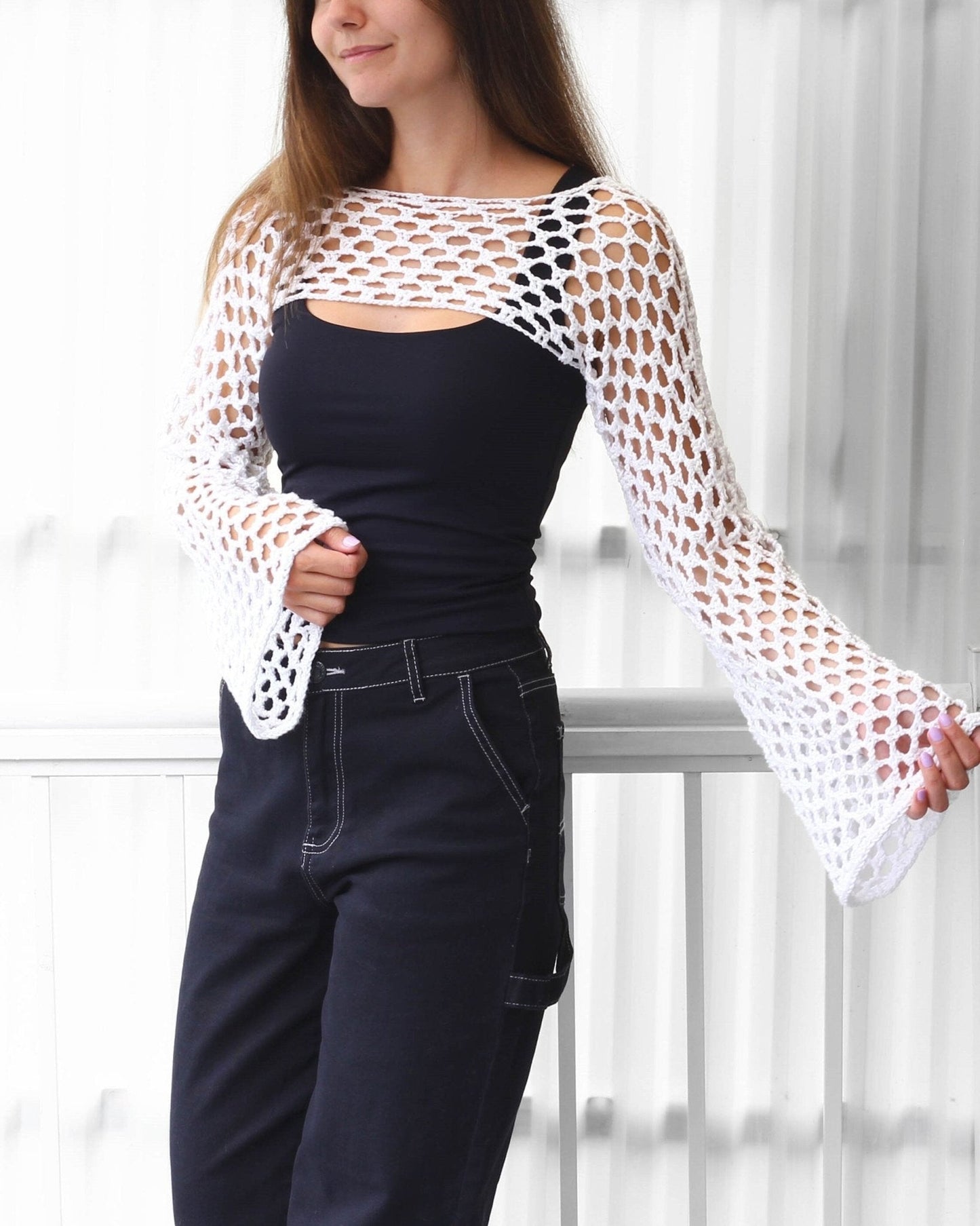 LILY Shrug Bolero Crochet Pattern | Seamless Afternoon Project | PDF (XS–2XL) - Hakel Liebe