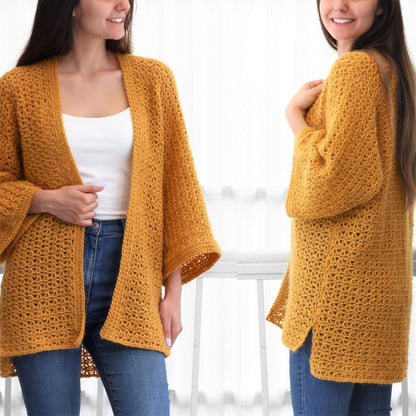 MADELYN Lace Cardigan Crochet Pattern | One-Piece Kimono Sleeves | PDF (XS–3XL) - Hakel Liebe