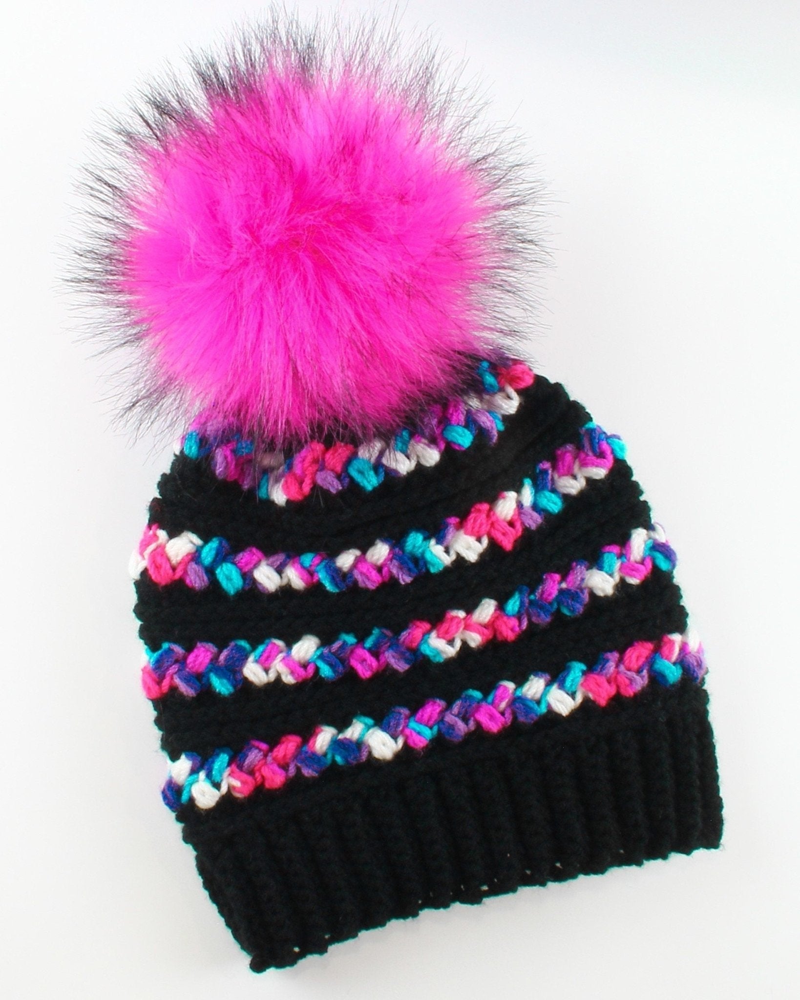 MADISON Beanie Crochet Pattern | Faux Fur Pom Pom Hat | PDF (Toddler–Adult) - Hakel Liebe