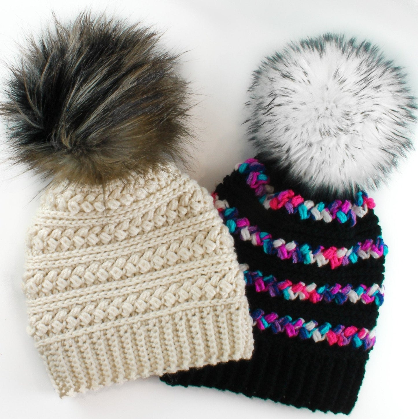 MADISON Beanie Crochet Pattern | Faux Fur Pom Pom Hat | PDF (Toddler–Adult) - Hakel Liebe